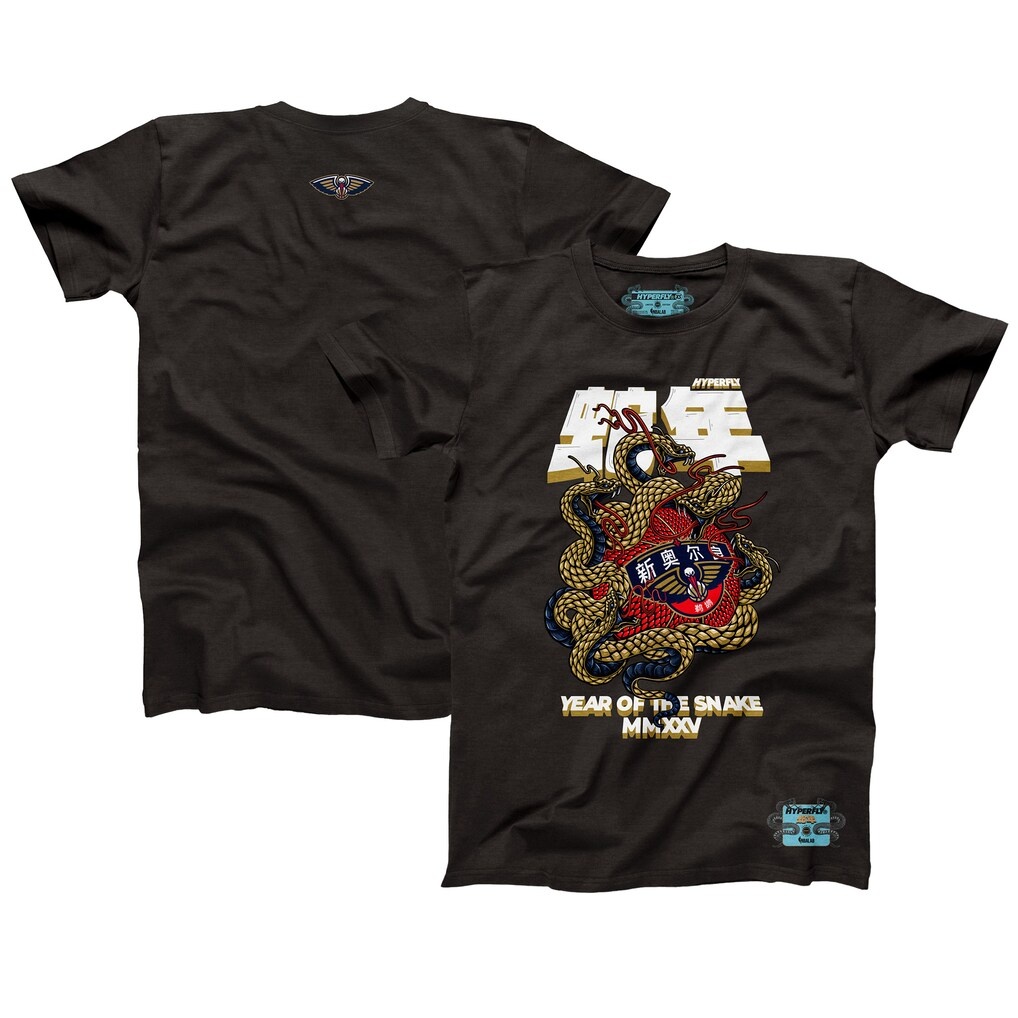 New Orleans Pelicans NBALab x Hyperfly Unisex Year of the Snake Lunar New Year Collection T-Shirt – Heather Black