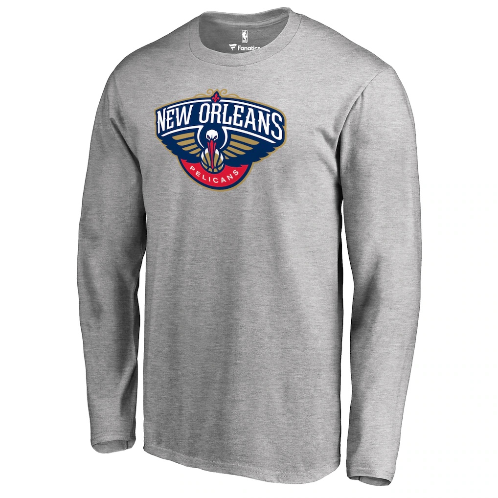 New Orleans Pelicans Primary Logo Long Sleeve T-Shirt – Heather Gray