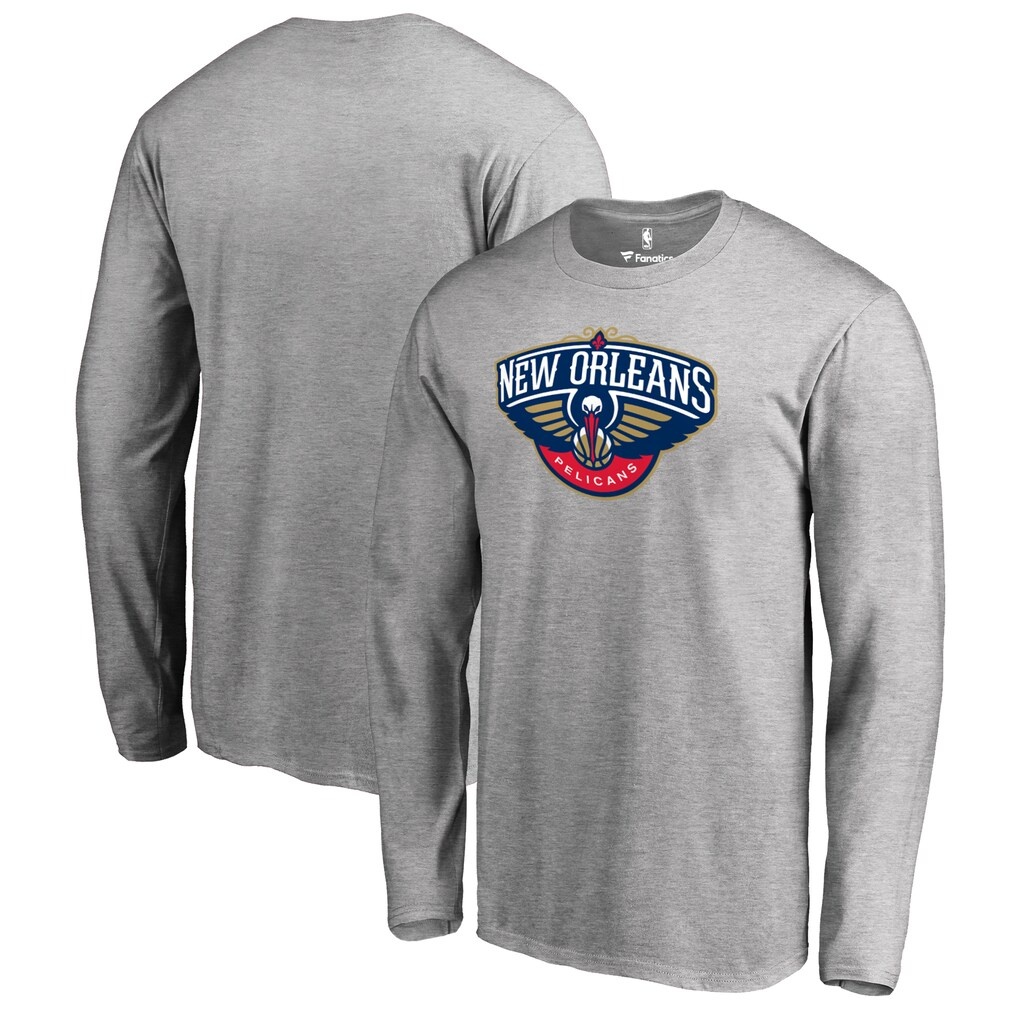 New Orleans Pelicans Primary Logo Long Sleeve T-Shirt – Heather Gray