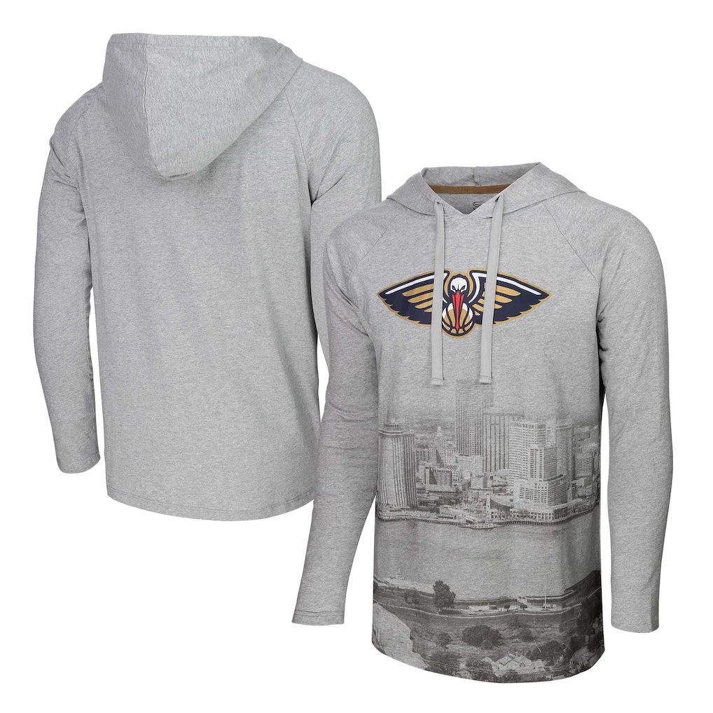 New Orleans Pelicans Stadium Essentials Atrium Raglan Long Sleeve Hoodie T-Shirt – Heather Gray