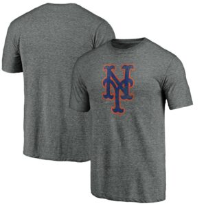 New York Mets Official Logo Tri-Blend T-Shirt - Heather Gray