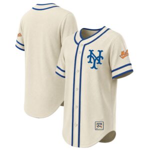 New York Mets Stitches Throwback Fashion Jersey - Natural