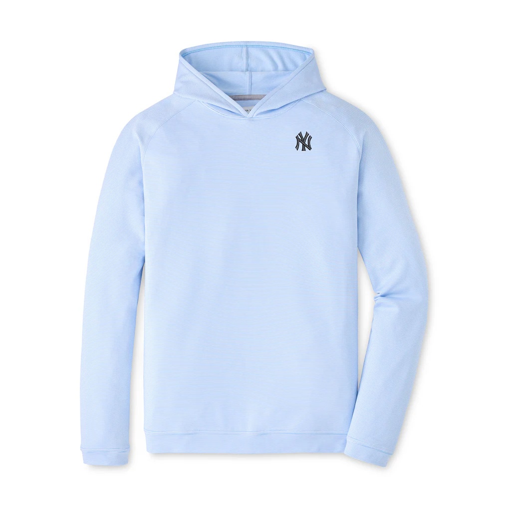 New York Yankees Peter Millar Pine Sugar Stripe Performance Hoodie – Light Blue