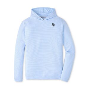 New York Yankees Peter Millar Pine Sugar Stripe Performance Hoodie - Light Blue