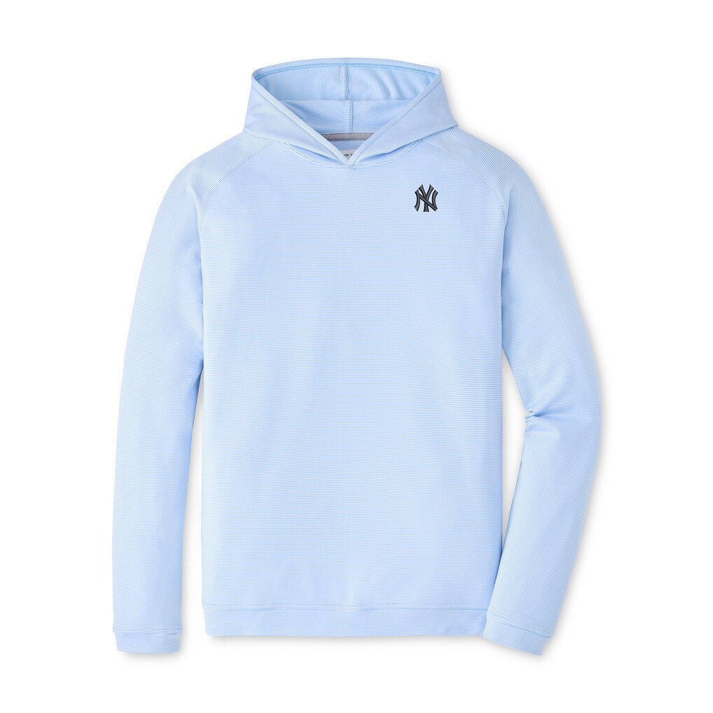 New York Yankees Peter Millar Pine Sugar Stripe Performance Hoodie – Light Blue