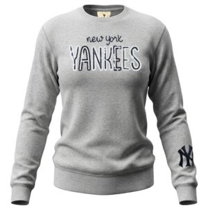 New York Yankees Soft as a Grape Women's Nantucket Sequin Fleece Sweatshirt - Heather Gray