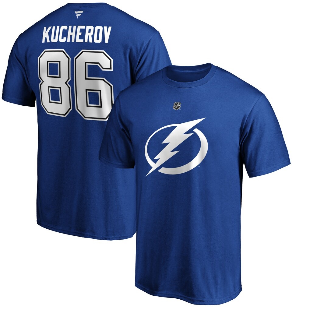 Nikita Kucherov Tampa Bay Lightning Fanatics Authentic Stack Player Name & Number T-Shirt
