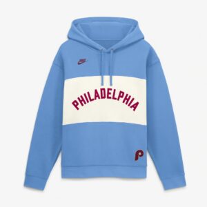 Philadelphia Phillies Nike '80s Cooperstown Collection Legacy Color-Block Hoodie - Light Blue