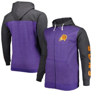 Phoenix Suns Fanatics Big & Tall Down and Distance Full-Zip Hoodie - Purple/Heathered Black