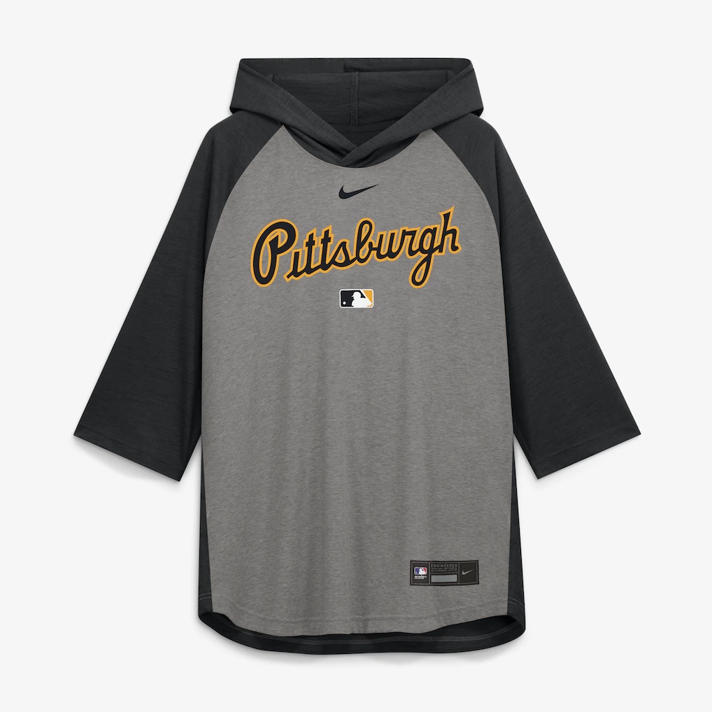 Pittsburgh Pirates Nike Authentic Collection Flux Dri-FIT Raglan 3/4-Sleeve Hooded T-Shirt