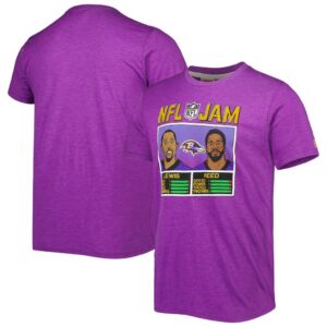 Ray Lewis & Ed Reed Baltimore Ravens Homage Unisex NFL Jam Retired Tri-Blend T-Shirt - Heather Purple