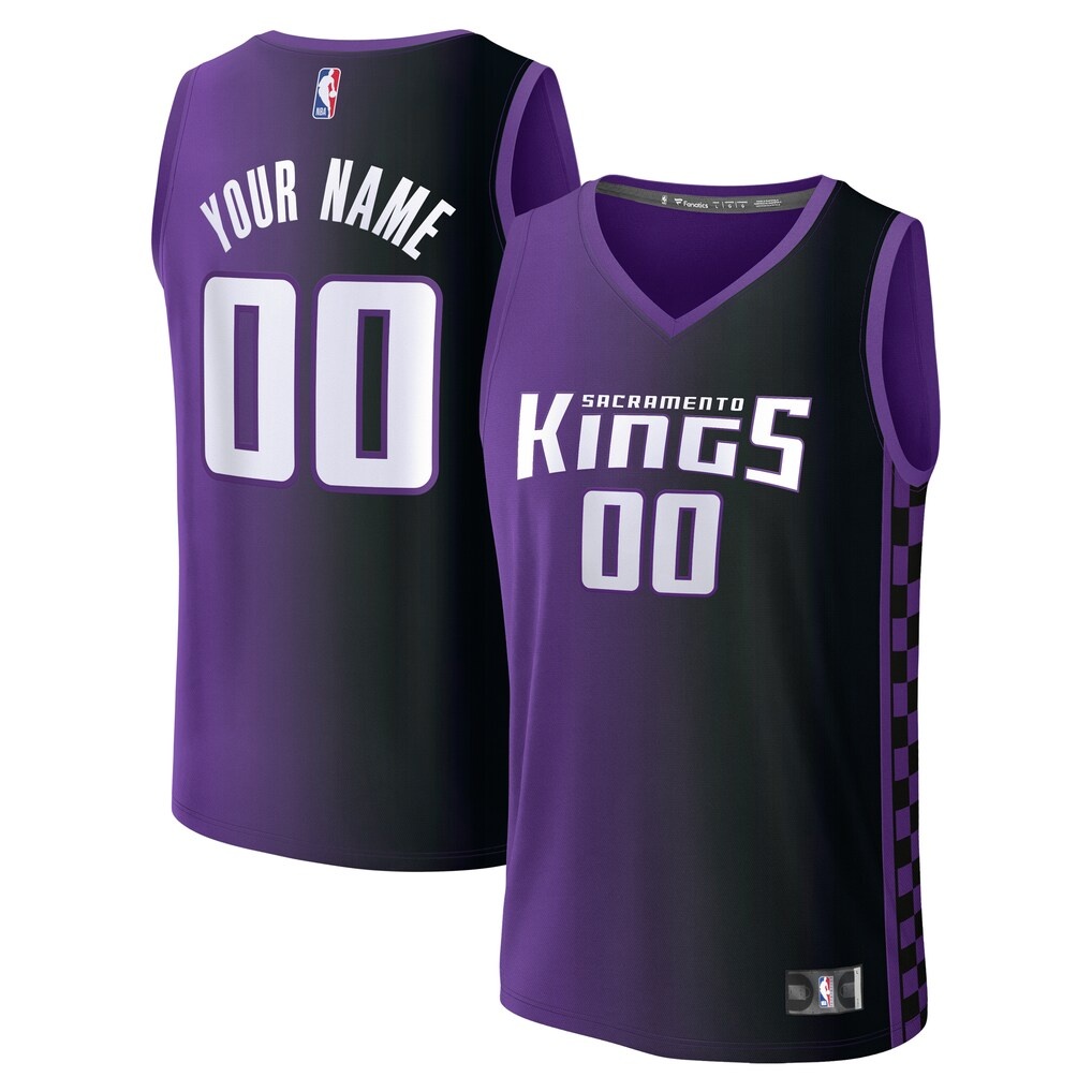 Sacramento Kings Fanatics Youth Fast Break Custom Replica Jersey – Black  – Icon Edition
