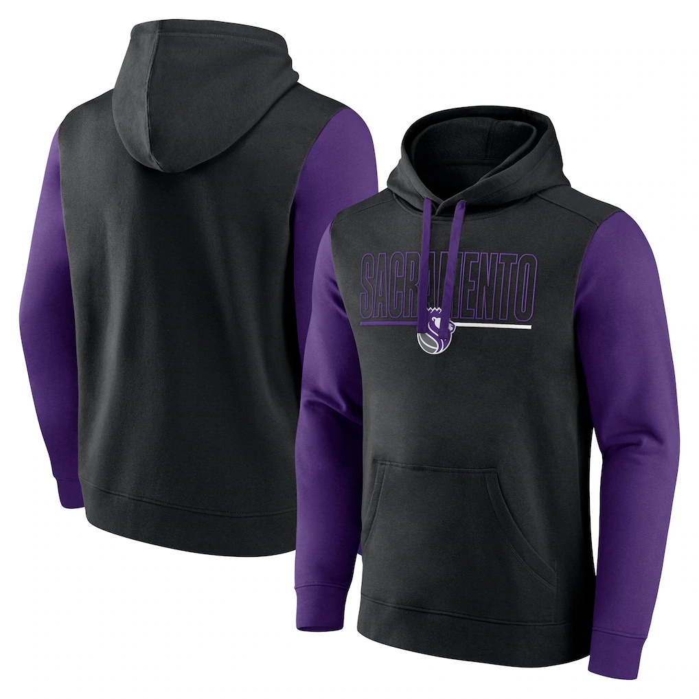 Sacramento Kings Logo Athletic Outline Colorblock Pullover Hoodie