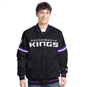 Sacramento Kings Starter Scout Full Snap Varsity Jacket - Black/Purple