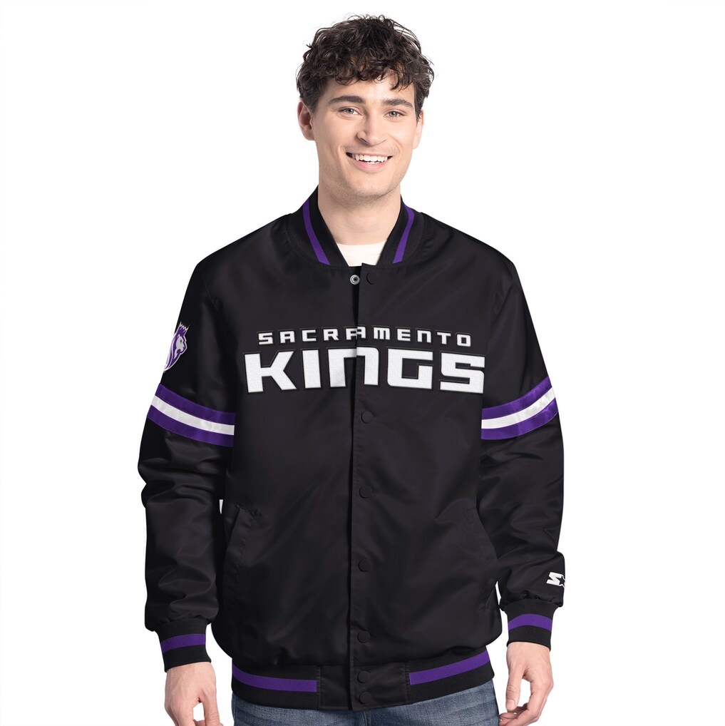 Sacramento Kings Starter Scout Full Snap Varsity Jacket – Black/Purple