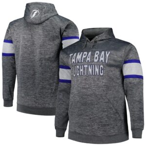 Tampa Bay Lightning Big & Tall Stripe Pullover Hoodie - Heather Charcoal