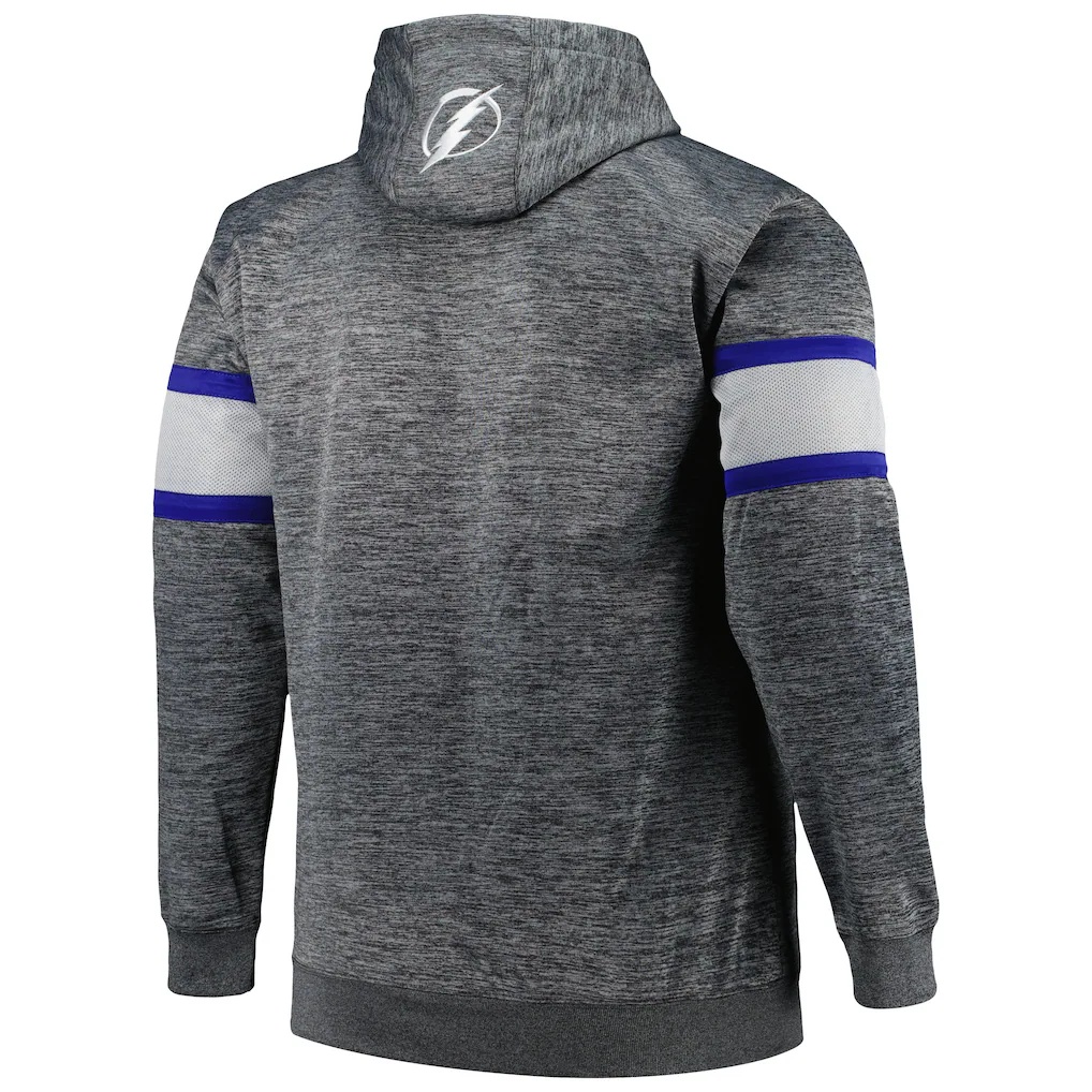 Tampa Bay Lightning Big & Tall Stripe Pullover Hoodie – Heather Charcoal