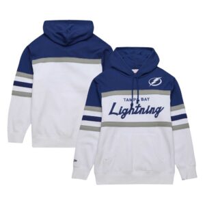 Tampa Bay Lightning Mitchell & Ness Head Coach Pullover Hoodie - White/Blue