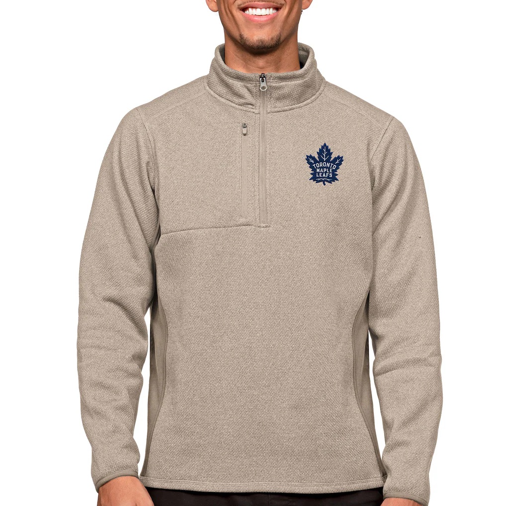 Toronto Maple Leafs Antigua Course Quarter-Zip Pullover Top – Oatmeal