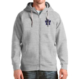 Toronto Maple Leafs Antigua Logo Victory Full-Zip Hoodie - Heathered Gray