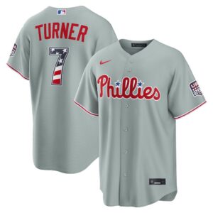 Trea Turner Philadelphia Phillies Nike USA 250 Fourth of July Road Stadium Jersey