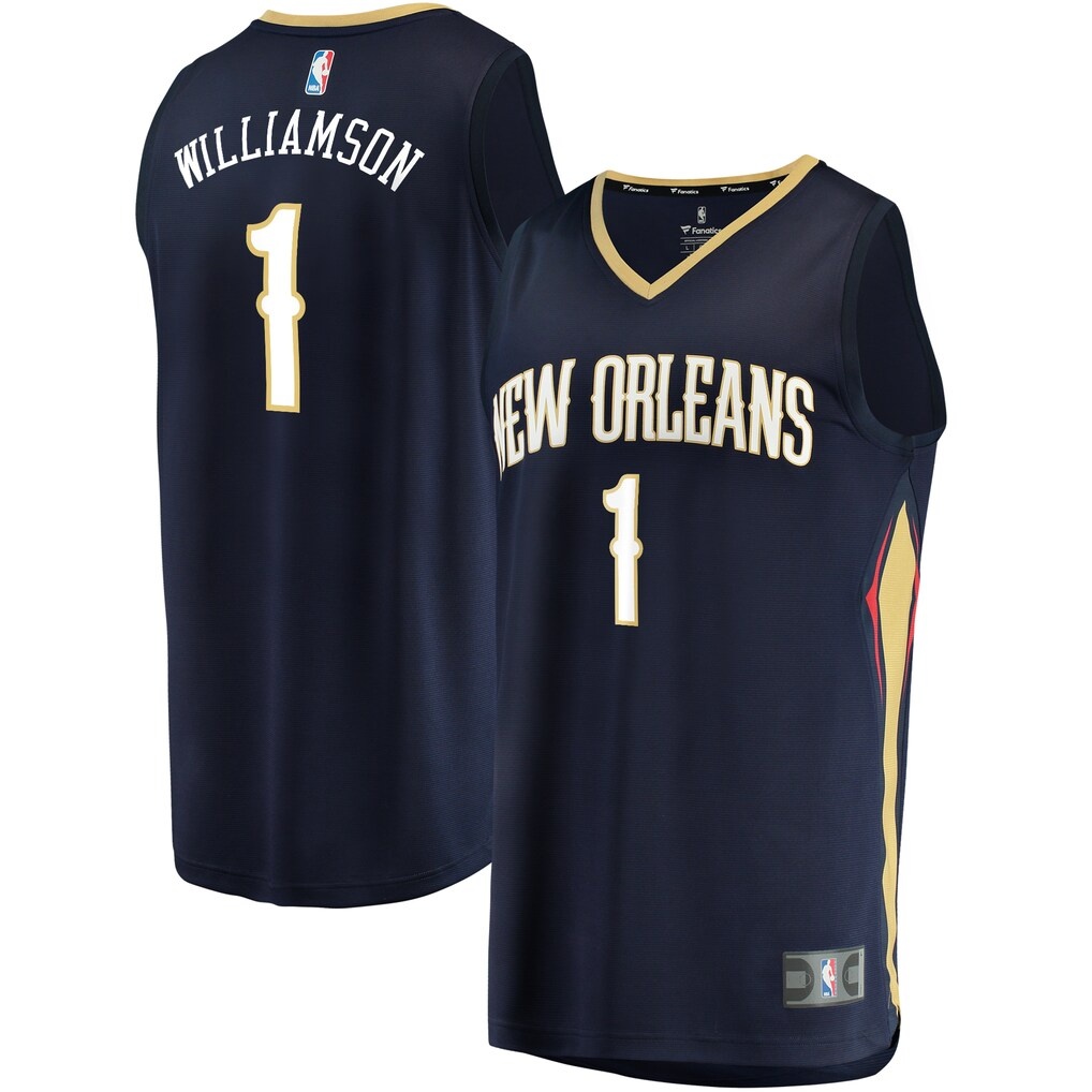 Zion Williamson New Orleans Pelicans Fanatics Replica Fast Break Jersey Navy – Icon Edition