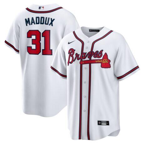 Greg Maddux Atlanta Braves Nike Home Retired Player Replica Jersey - White - Front View