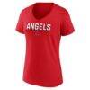 Los Angeles Angels Fashion7 Women's Primary Play V-Neck T-Shirt - Red - Detail View