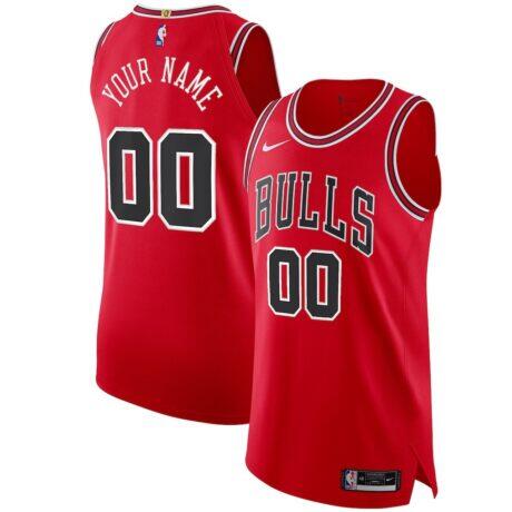 Chicago Bulls Nike Authentic Custom Jersey Red - - Front View