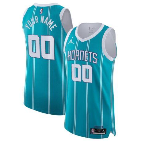 Charlotte Hornets Jordan Brand 2020/21 Authentic Custom Jersey Teal - - Front View
