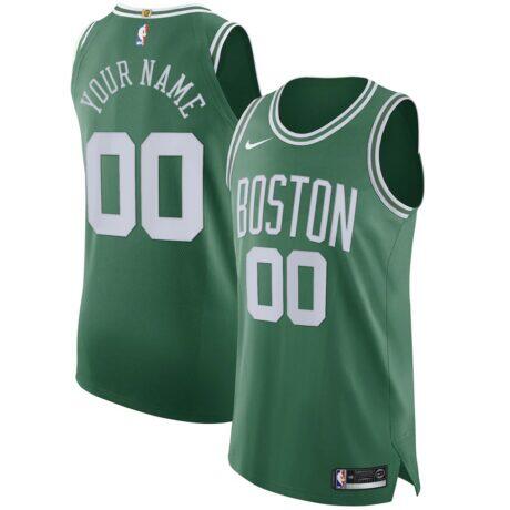 Boston Celtics Nike 2020/21 Authentic Custom Jersey Green - - Front View