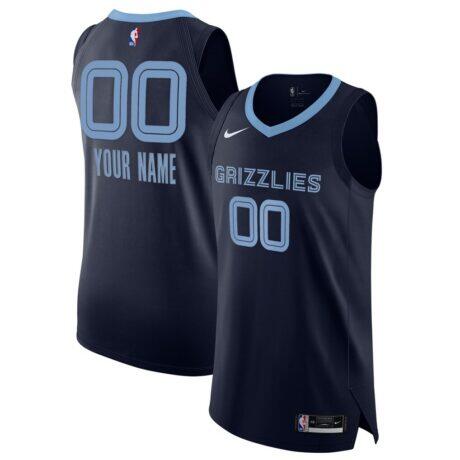 Memphis Grizzlies Nike 2020/21 Authentic Custom Jersey Navy - - Front View