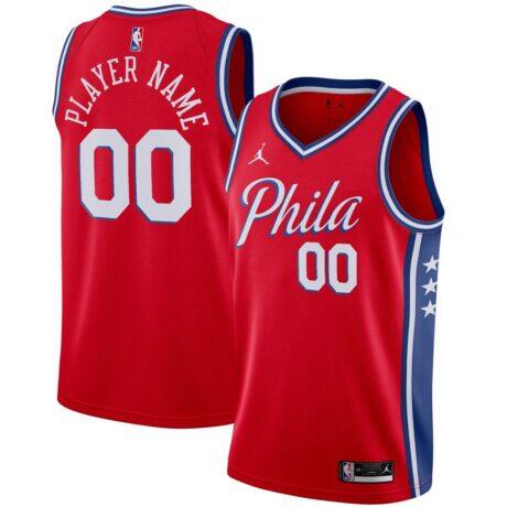 Philadelphia 76ers Jordan Brand Swingman Custom Jersey - Red - Front View