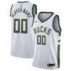 Milwaukee Bucks Nike 2020/21 Swingman Custom Jersey - White - Front View