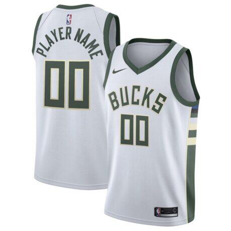 Milwaukee Bucks Nike 2020/21 Swingman Custom Jersey - White - Front View