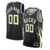 Milwaukee Bucks Jordan Brand Unisex 2022/23 Swingman Custom Jersey - Black - Front View