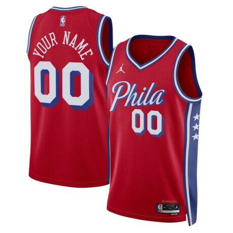 Philadelphia 76ers Jordan Brand Unisex 2022/23 Swingman Custom Jersey - Red - Front View