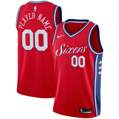 Philadelphia 76ers Nike Swingman Custom Jersey Red - - Front View