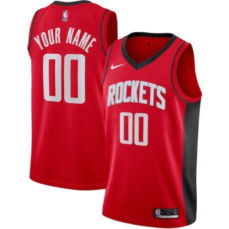 Houston Rockets Nike Custom Swingman Jersey - Red - Front View