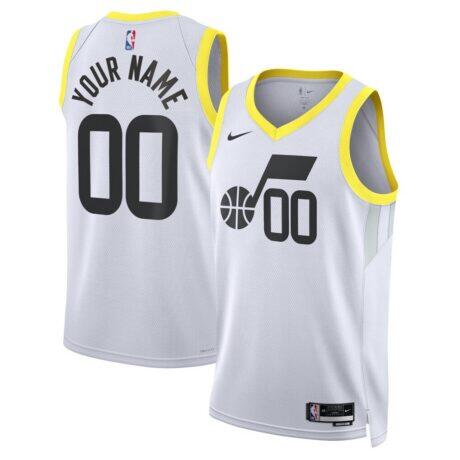 Utah Jazz Nike Unisex Swingman Custom Jersey Gold - White - Front View