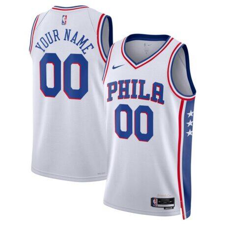 Philadelphia 76ers Nike Unisex 2022/23 Swingman Custom Jersey White - White - Front View