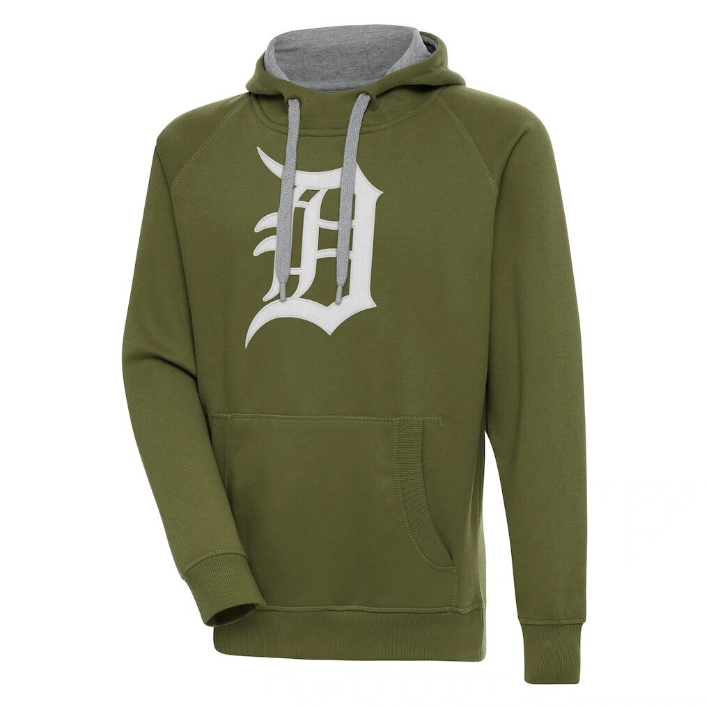 Detroit Tigers Antigua Victory Pullover Hoodie - Olive