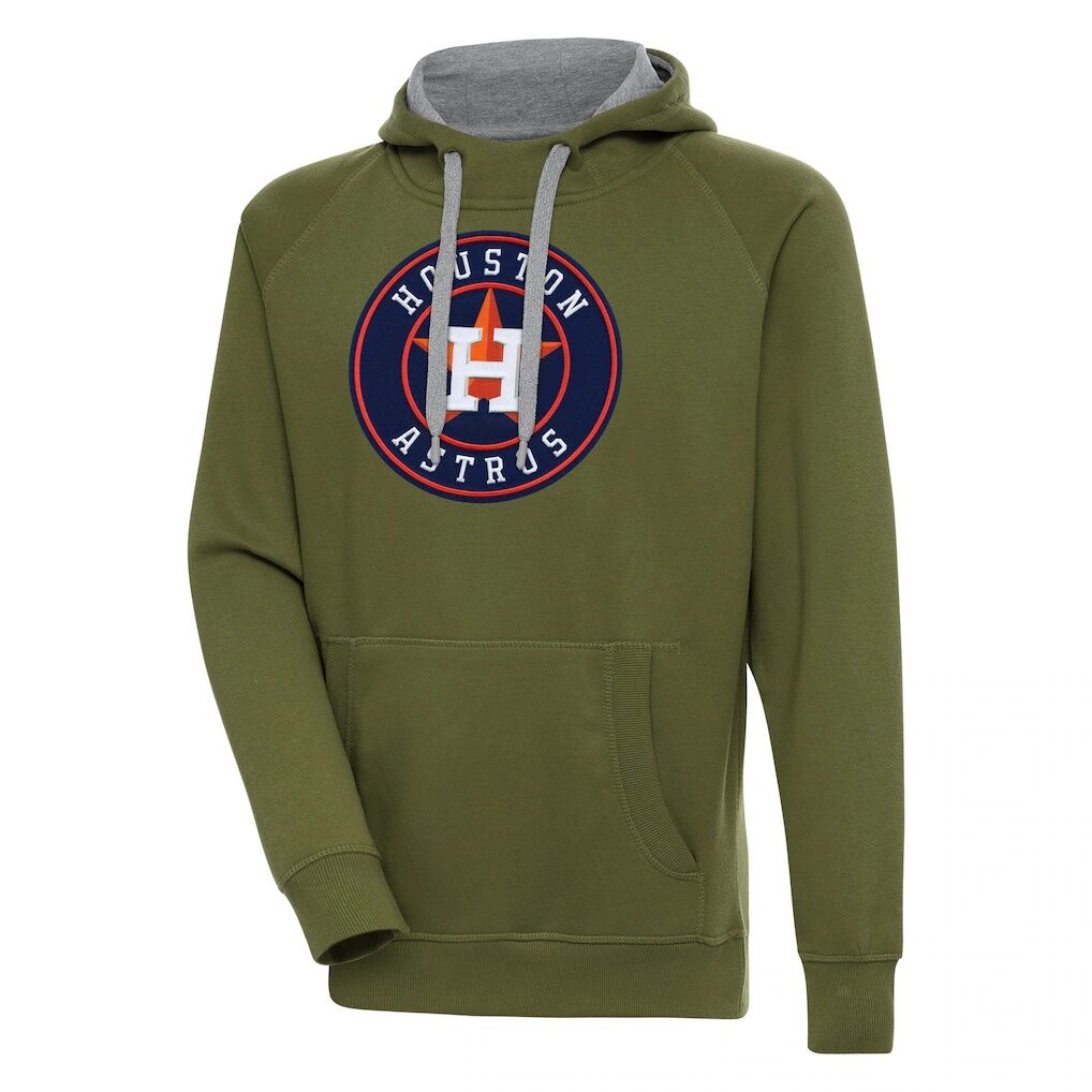 Houston Astros Antigua Victory Pullover Hoodie - Khaki