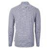 Atlanta Braves Cutter & Buck Virtue Eco Pique Micro Stripe Recycled Quarter-Zip Pullover Top - Navy - Back View