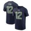12s Seattle Seahawks Nike Name & Number T-Shirt - Navy - Front View