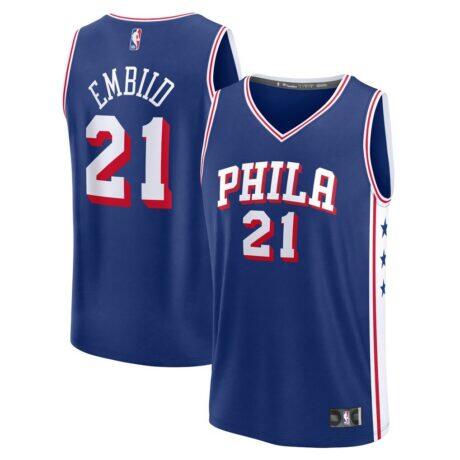 Joel Embiid Philadelphia 76ers Fashion7 Fast Break Replica Jersey - Icon Edition - Royal - Front View