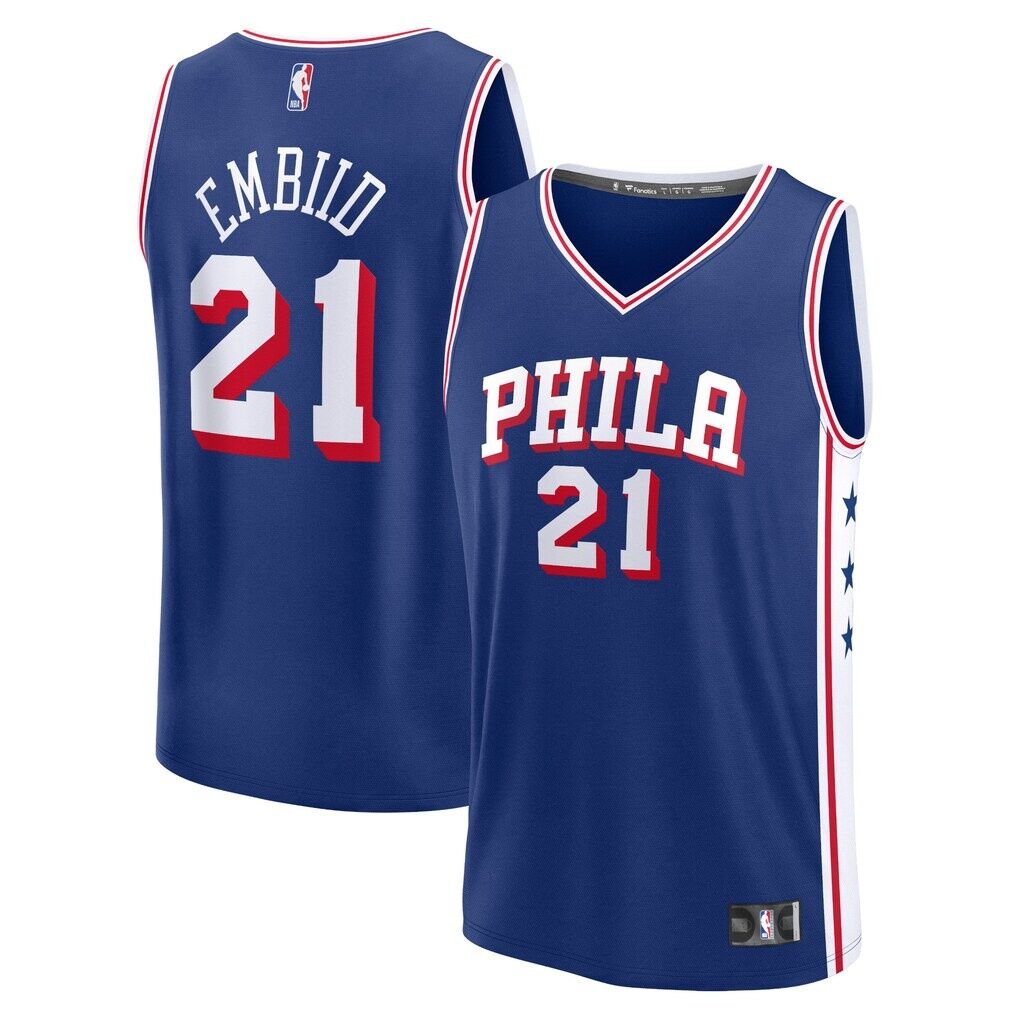 Joel Embiid Philadelphia 76ers Fashion7 Fast Break Replica Jersey – Icon Edition – Royal