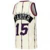 Vince Carter Toronto Raptors Mitchell & Ness Chainstitch Swingman Jersey - Cream - Detail View