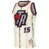 Vince Carter Toronto Raptors Mitchell & Ness Chainstitch Swingman Jersey - Cream - Side View