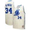 Shaquille O'Neal Los Angeles Lakers Mitchell & Ness Chainstitch Swingman Jersey - Cream - Front View
